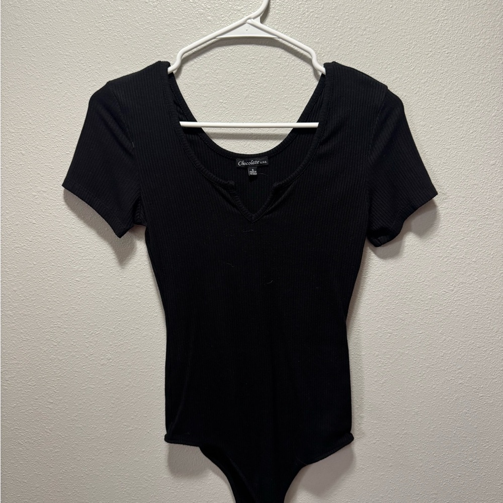 Elegant Black Ribbed Bodysuit